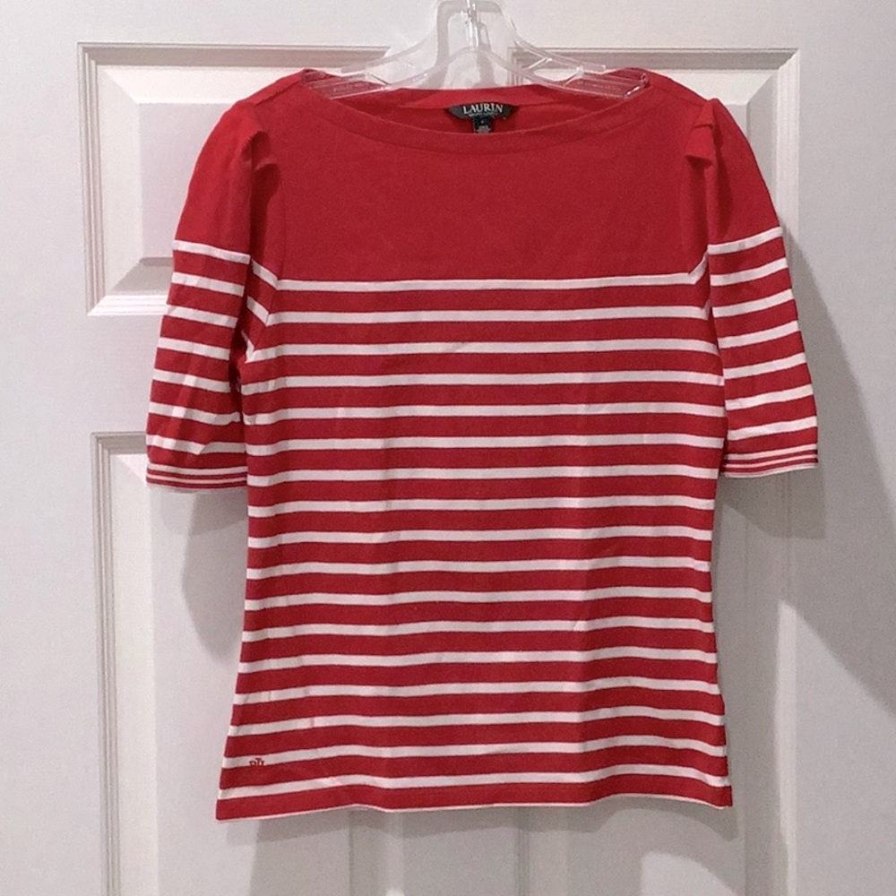 Lauren Ralph Lauren Puff Sleeve Top Size L